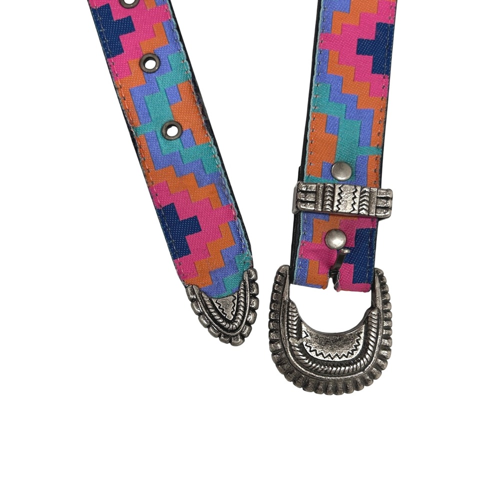 Western Belt 7 Colorful Geometric Southwestern Cowgirl Boho Festival NUOVO